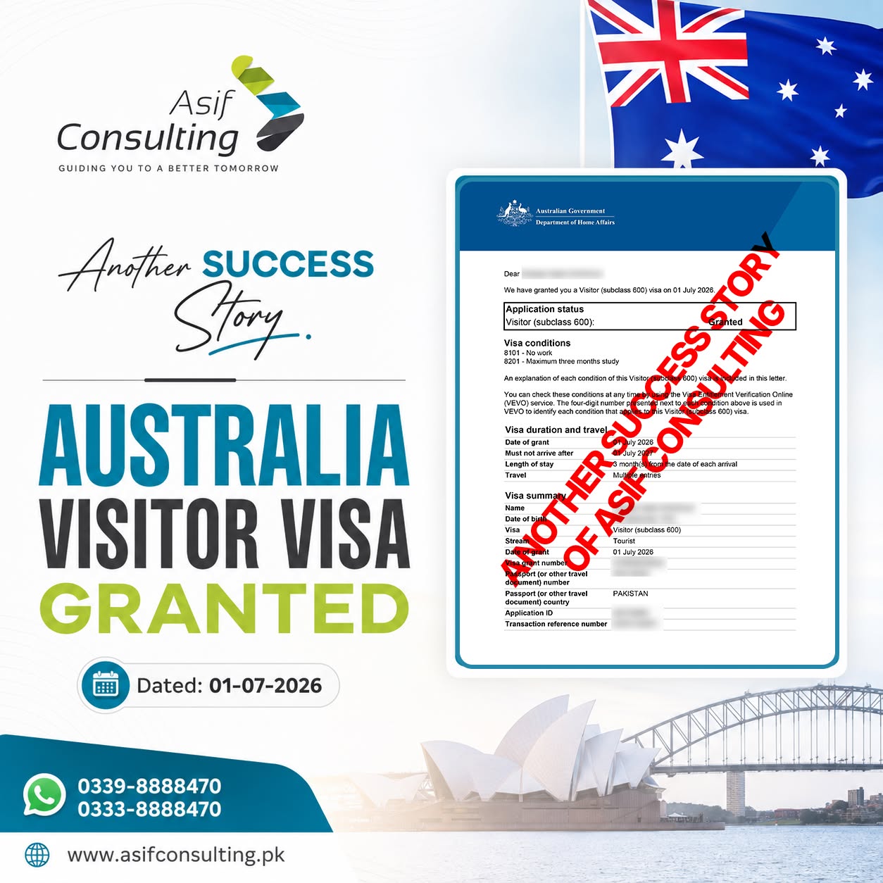 Australia visitor visa granted July 2026